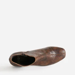 Boots cognac cuir velours effet python