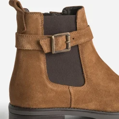 Boots cognac en cuir velours