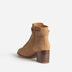 Boots ERAM FLEX beige en cuir velours
