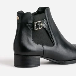 Boots ERAM FLEX noir en cuir détail embossé