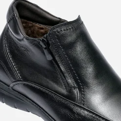 Boots FLUCHOS noir en cuir fourré avec zips