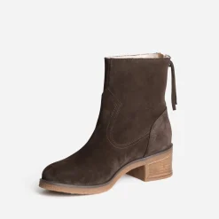 Boots marron cuir velours fourré