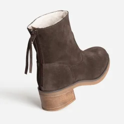 Boots marron cuir velours fourré