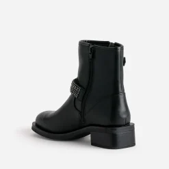 Boots motard TEXTO noir bride décor strass