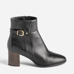 Boots noir éco-conçu en cuir avec bride