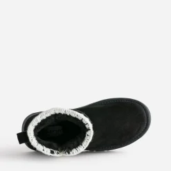 Boots noir cuir velours fourré semelle plateforme