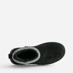 Boots noir cuir velours fourré à plateforme