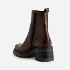 Boots TEXTO marron en cuir semelle crantée