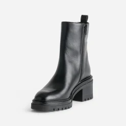 Boots TEXTO noir en cuir semelle crantée