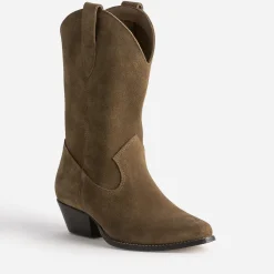 Boots western TEXTO camel cuir velours