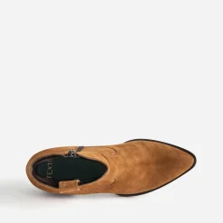 Boots Western TEXTO cognac cuir velours