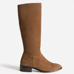 Botte camel cuir velours
