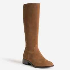 Botte camel cuir velours