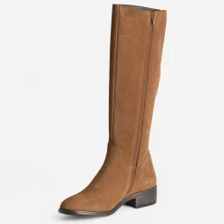 Botte camel cuir velours