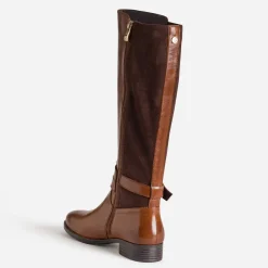 Botte CAPRICE cognac bi-matière double bride