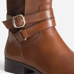 Botte CAPRICE cognac bi-matière double bride