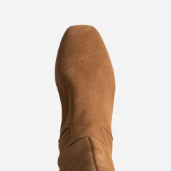 Botte cognac cuir velours souple