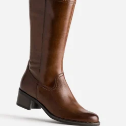 Botte cognac en cuir forme cavalière