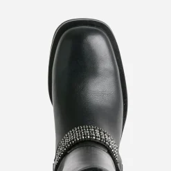 Botte de motard TEXTO noire bride à strass