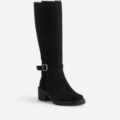 Botte esprit motard noire cuir velours