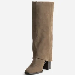 Botte fourreau TEXTO taupe cuir velours