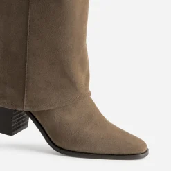 Botte fourreau TEXTO taupe cuir velours