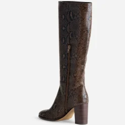 Botte marron effet python