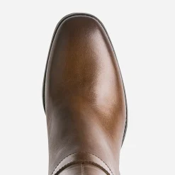 Botte marron en cuir à talon