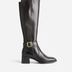 Botte marron foncé cuir avec bride