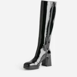 Botte noire éco-conçue vernie à bout carré