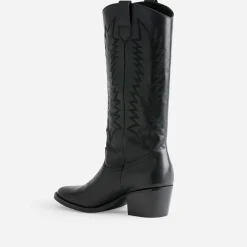 Botte noire cuir éco-conçue esprit santiag