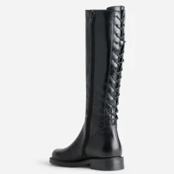 Botte noire cuir tige lacée