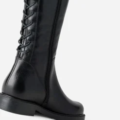 Botte noire cuir tige lacée