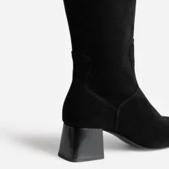 Botte noire cuir velours souple