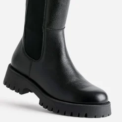 Botte noire TEXTO cuir éco-conçue semelle crantée