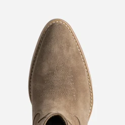 Botte santiag TEXTO taupe cuir velours ajouré