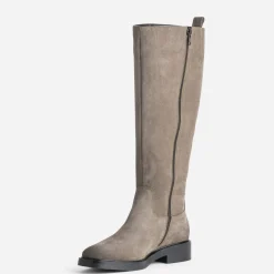 Botte taupe cuir velours