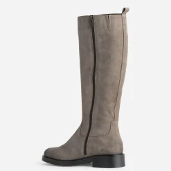 Botte taupe cuir velours