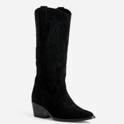 Botte TEXTO noire cuir velours western