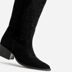 Botte TEXTO noire cuir velours western