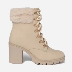 Bottine à talon TEXTO beige esprit montagne