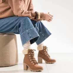 Bottine à talon TEXTO camel esprit montagne