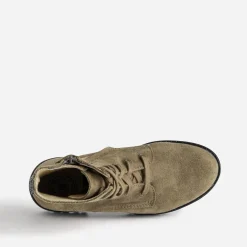 Bottine BUGGY éco-conçue kaki cuir velours