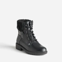 Bottine BUGGY noire cuir bord fourré