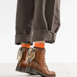 Bottine camel cuir détail ruban