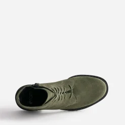 Bottine cuir velours kaki