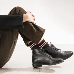 Bottine ERAM FLEX noire en cuir éco-conçu