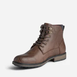 Bottine marron à doublure carreaux