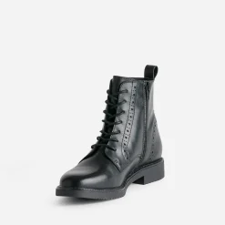 Bottine noire cuir détails perforés