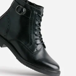 Bottine noire cuir détails perforés